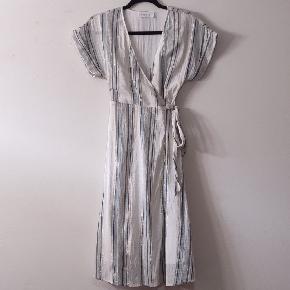 The Line of Style Cotton Wrap Dress, Size Small
